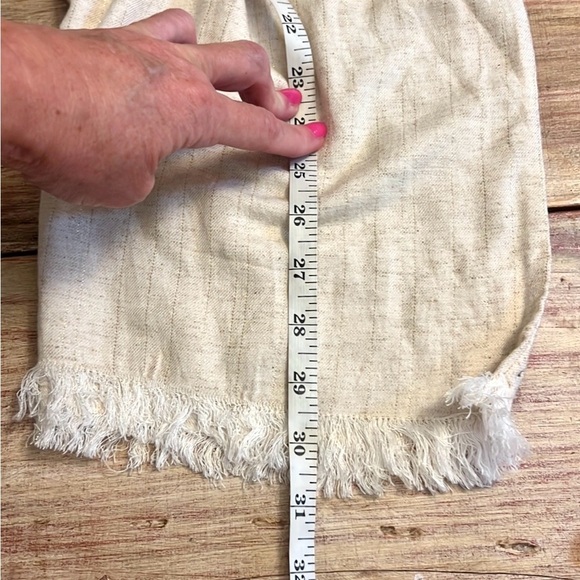 NWT,2-Pc Primark Sustainable,Cotton Blend,Cream Pant/Top Set,Fringed Hem,Size L - Picture 14 of 15